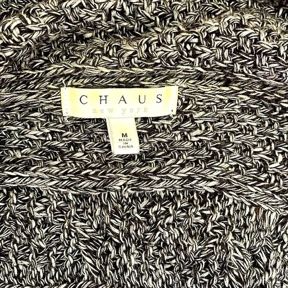 Chaus Open Front Cardigan Sweater Gray/White - Picture 4 of 6